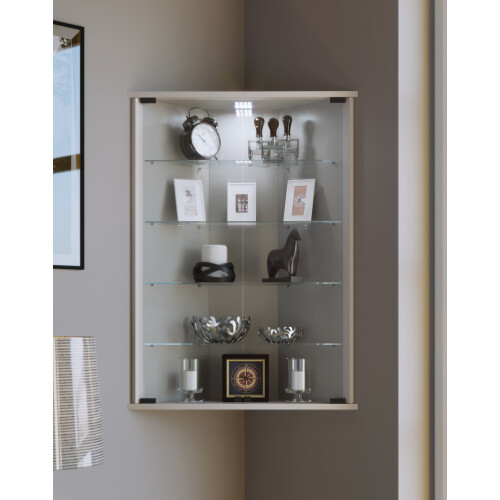 (Matt, Wood) Wall display cabinet Eckvitrine Vecko White 2