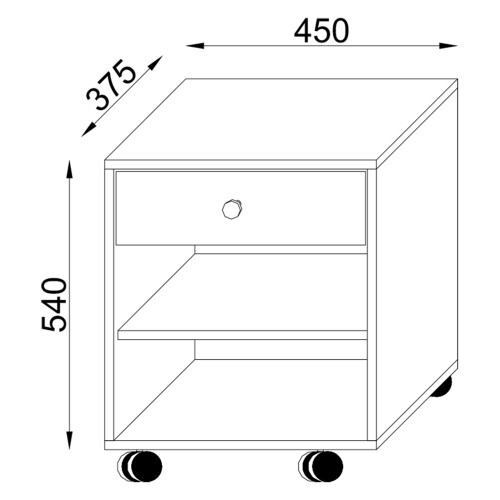 (Matt, Modern/Contemporary) Wooden bedside table Rolda drawer rollers 2