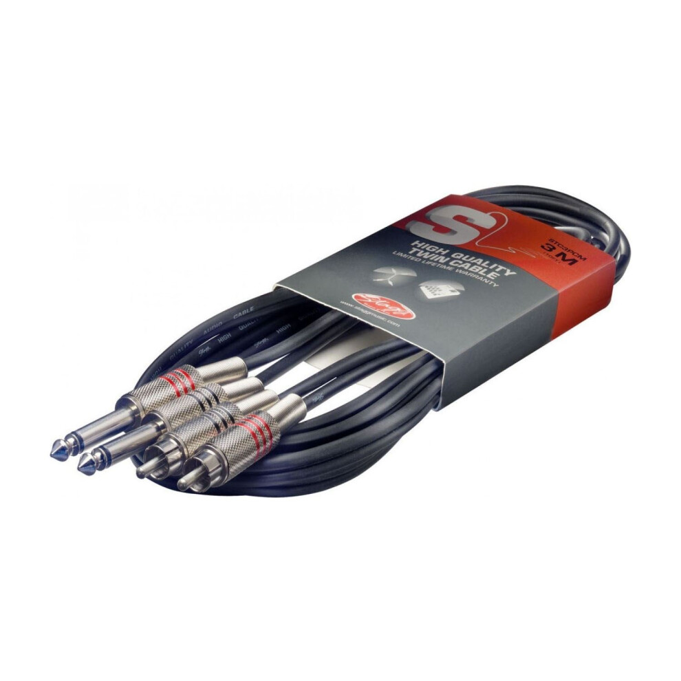 Stagg Stc3pcm 3M/10 Ft Twin Jack To Rca Phono Cable - Black 5002504968317