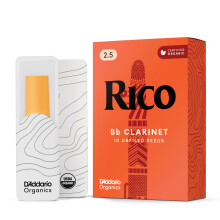 D’Addario Woodwinds - Rico Bb Clarinet Reeds - Reeds for Bb Clarinet - Crafted for Beginners, Students, Educators - Strength 2.5, 10-pack