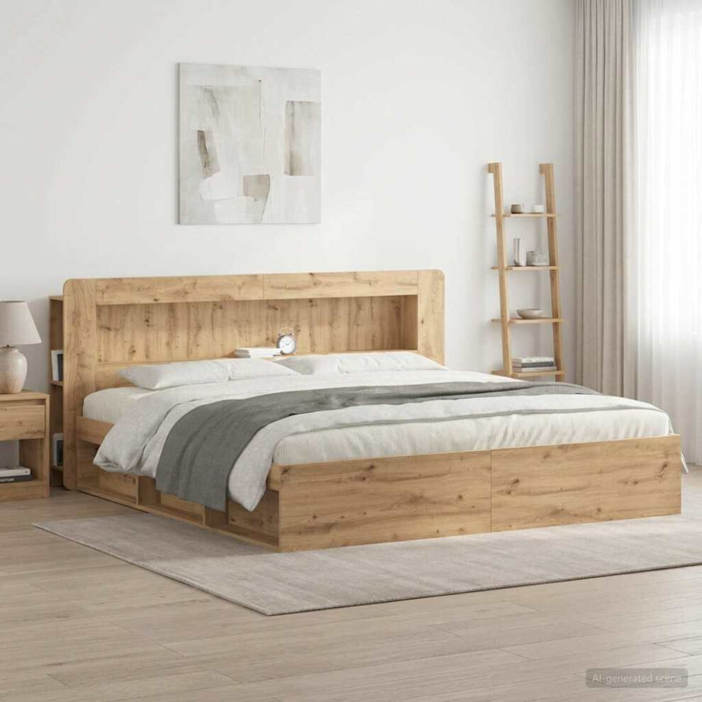 Vidaxl Headboard Cabinet With Storage Artisan Oak Engineered Wood