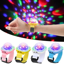 LED Disco Ball Wristband Watch, Sound Activated, Rechargeable Party Light, Flashing Stage Lighting Effects (4pack)