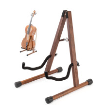 Cello Stand with Bow Holder, Walnut Wooden A-Shape Floor Stand with Padded Foam, Handcrafted Cello Rack Fits 1/2, 3/4, 7/8, 4/4 Full-Size and Guitar,