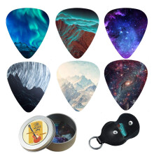 Guitar Picks - Czzmy 12 Medium Gauge Celluloid Guitar Picks In a Box W/Picks Holder. Unique Guitar Gift For Bass, Electric & Acoustic Guitars (12-Nat