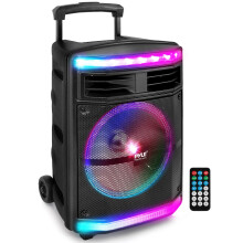 Pyle, Portable PA Speaker, Bluetooth Loudspeakers with Rolling Wheels, 600W Rechargeable Battery, Portable Pa System, DJ Speakers, Powerful Loudspeak
