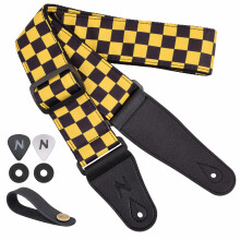 Nefelibata Guitar Strap-2" Wide Double Layer Cotton Original Design Adjustable Guitar Straps with Long Leather Ends for Bass, Electric & Acoustic, Be