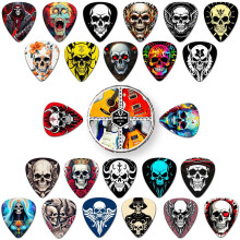 Guitar Picks,24 Pcs Plectrums Skull Design 0.46 0.71 0.96 1.2mm Thin, Medium, Heavy Guitar Pick,Plectrums for Acoustic Guitars,Bass,Electric Guitars