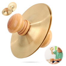 2.76 Inch Finger Cymbals With Wooden Handles, Mini Hand Cymbals, Portable Practice Copper Zills for Kids Dance Music Drum Percussion Instruments Perf