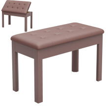 JOINATRE Duet Piano Bench with Hidden Storage,Heavy-Duty Wooden Keyboard Bench with Plush Padded Seat Piano Stool for Pianist,Brown