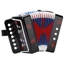 LIEKE Accordion 10 keys Button Accordion Toy for kids,Musical Instrument,Mini Accordian for Children Beginners (Black)