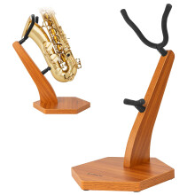 STRICH Wooden Saxophone Stand for Alto & Tenor Sax, Mahogany Finish Floor Stand with Weighted Heavy Anti-Slip Base, Sturdy Display Holder for Home/St