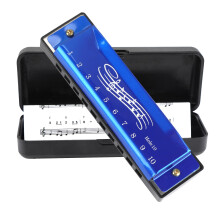 Blues Harmonica in C, Diatonic 10 Holes 20 Tones Mouth Organ Key of C Stainless Steel Mini Blues Harmonica for Kids Adults Beginners and Performers (