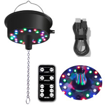 Disco Ball Motor with Light with Remote, Rotating 5-10 RPM Adjustable Speed,Multi Light Mode,Battery/USB-C Power, Supports 4'' - 12'' Mirror Balls fo