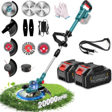 Grass Trimmer Garden Strimmer Cordless Grass Strimmer Electric Brushless with 2 Batteries and Charger, Grass Trimmer Outdoor Mowing Equipment