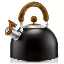 (Black) 1pc, Tea Kettle Stovetop - Whistling Teapot for Stovetop - Stainless Steel Tea Pots for Stove Top, 3-Ply Composite Base