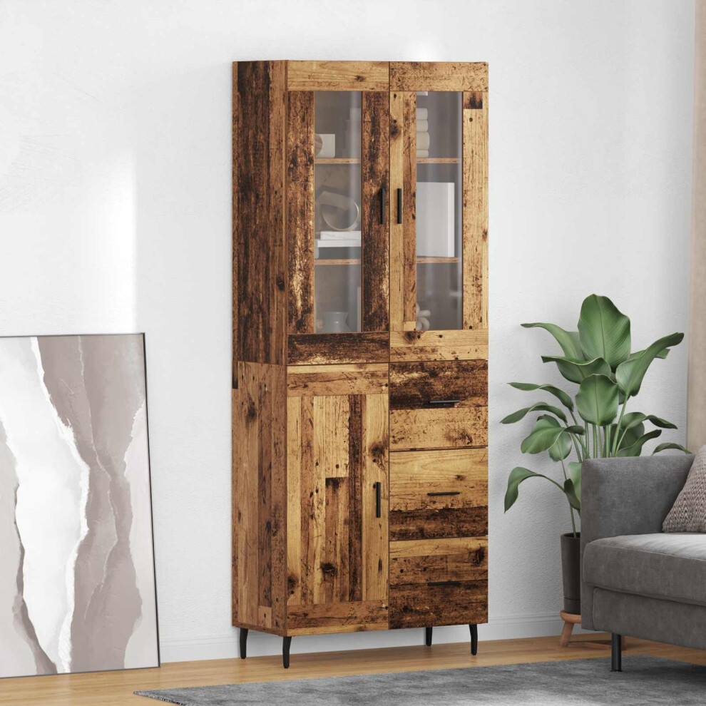 Vidaxl Highboard With Drawer 2 Pcs Old Wood Engineered Wood