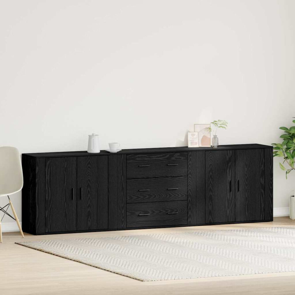 Vidaxl Sideboard Black Oak 240 X 33 X 70 Cm Engineered Wood