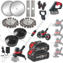 Garden Strimmer Cordless Strimmers BRUSHLESS Strimmer Cordless, 24V Battery Strimmer w/WHEELS, 2 WIRE BRUSH, 2 SPOOL, 4 METAL BLADE Strimmers