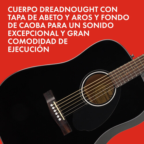 Fender Fender CD-60S Dreadnought Beginner Acoustic Guitar, Solid Top, Black 2