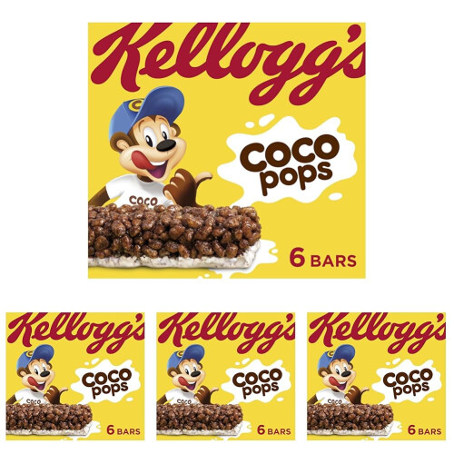 Kellogg's Coco Pops Cereal & Milk Bars Box, 6 x 20g (Pack 4)
