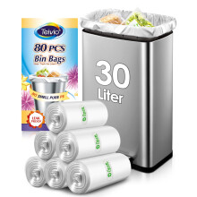 Teivio 30 Liter Medium Bin Bags 80 Counts, Medium Duty 8 Gallon Waste
