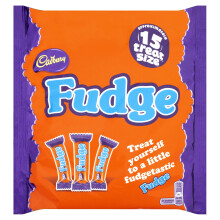 Cadbury Fudge Treatsize Chocolate 15 Bar, Rich Chocolate & Creamy