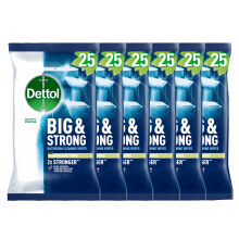 Dettol Big & Bathroom Wipes, 25 Count, Extra Strength, Tough on Soap