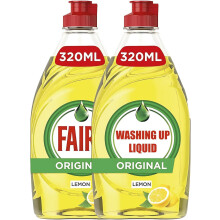 Fairy Lemon Washing Up Liquid 2 Pack 320ml Powerful Grease Cutting