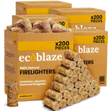 1000 Ecoblaze Natural Firelighters | 5 x 200 Box | Long Burning, Fast