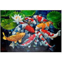 Arte 5D Pintura Diamante Redondo Diamante Completo Koi Carpa Kits Ponto Cruz Bordado DecoraçãO DoméStica Presente