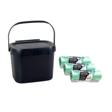 Addis Everyday Kitchen Food Caddy Bin, Black, w/ 60x 100% Compost Bags