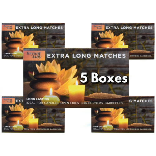 5 Boxes - Bryant & May Extra Long Safety Matches