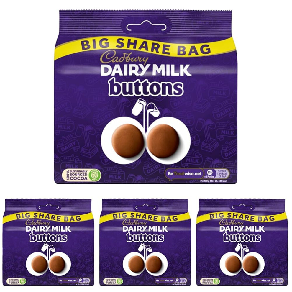 Cadbury Dairy Milk Giant Buttons Chocolate Bag, Creamy Taste To Share
