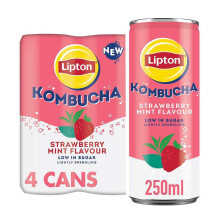 Lipton Kombucha Strawberry & Mint, 250ml, (Pack 4)