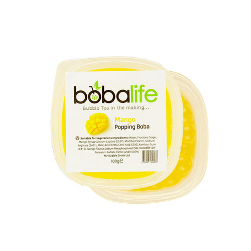 Bobalife Mango Flavoured Popping Boba 2 Servings, Fruit Juice Filled