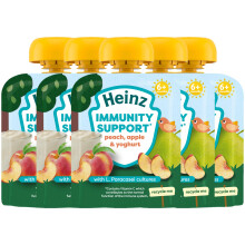 Heinz Baby Food Peach, Apple & Yoghurt Immunity Support Fruit Pouch 6