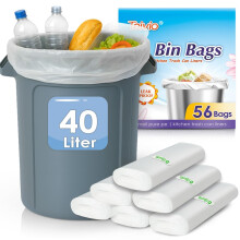 Teivio 40 Liter Bin Bags 56 Counts Medium Duty 10 Gallon Waste Bin