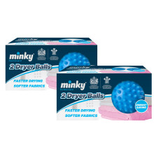 Minky Dryer Balls, Pack 4 Laundry Balls for Tumble Dryer, Reusable