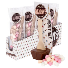 Danny's Premium Hot Chocolate Spoons with Marshmellows | 4 x Large 50g | Mighty Milk & Mallows Hot Chocolate Stirrer | Easter Chocolate | Easter Gift