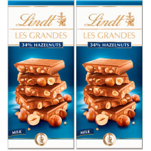 Lindt Les Grandes Milk Chocolate Hazelnut Bar 150g (Pack 2)