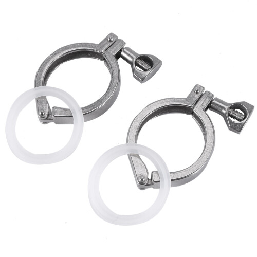 2 Peças Tri-Clamp Aço Pino Único Braçadeira Tri para Serviço Pesado com Porca de Orelha para Virola TC com Junta de Silicone 2 Polegadas