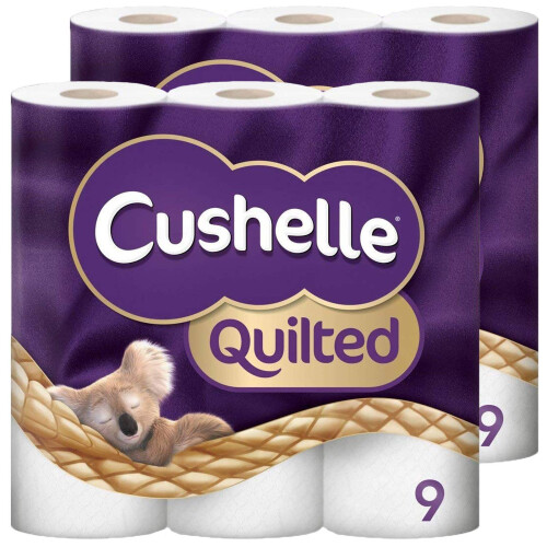 Cushelle Cushelle Quilted 9 Roll Toilet Roll Tissue Paper ) White