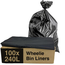 Clearly Bin Bags for Wheelie Bins, Pack 100, 240l Bin Liners, Medium