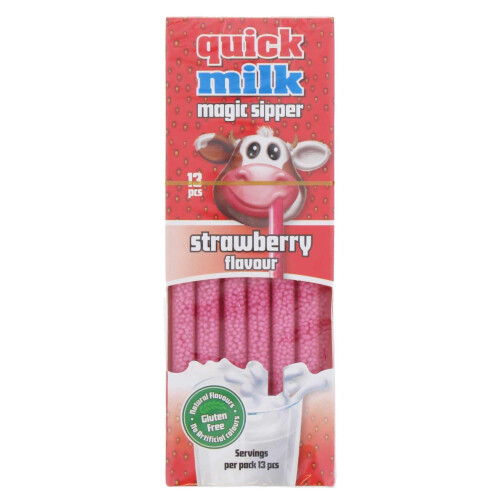 QUICK MILK Magical Sipper 13 Straws - (Strawberry Flavour)