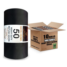 Haya Home 500 75l Plastic Bin Bags Bin Liners, Refuse Sacks Pack 50 x