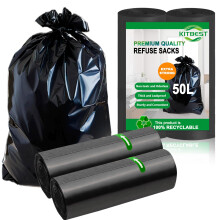 Bin Bags 50 Litre, KITBEST Recyclable Bin Liners, 40 Plastic Rubbish