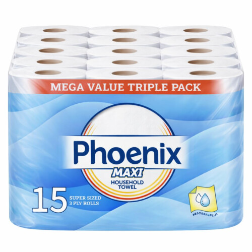 Phoenix Phoenix Maxi 3 Ply Kitchen Rolls - 15 Super