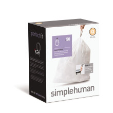 simplehuman Code Q, Custom Fit Bin Liners, 50 Liners, White, 50 - 65l