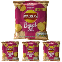 Walkers Oven Baked Prawn Cocktail Crisps, 6 x 22g (Pack 4)