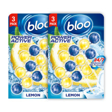 Bloo Power Active Toilet Rim Block Lemon, w/ Anti - Pack 6 Rimblocks